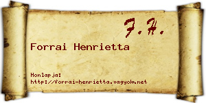 Forrai Henrietta névjegykártya