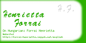 henrietta forrai business card